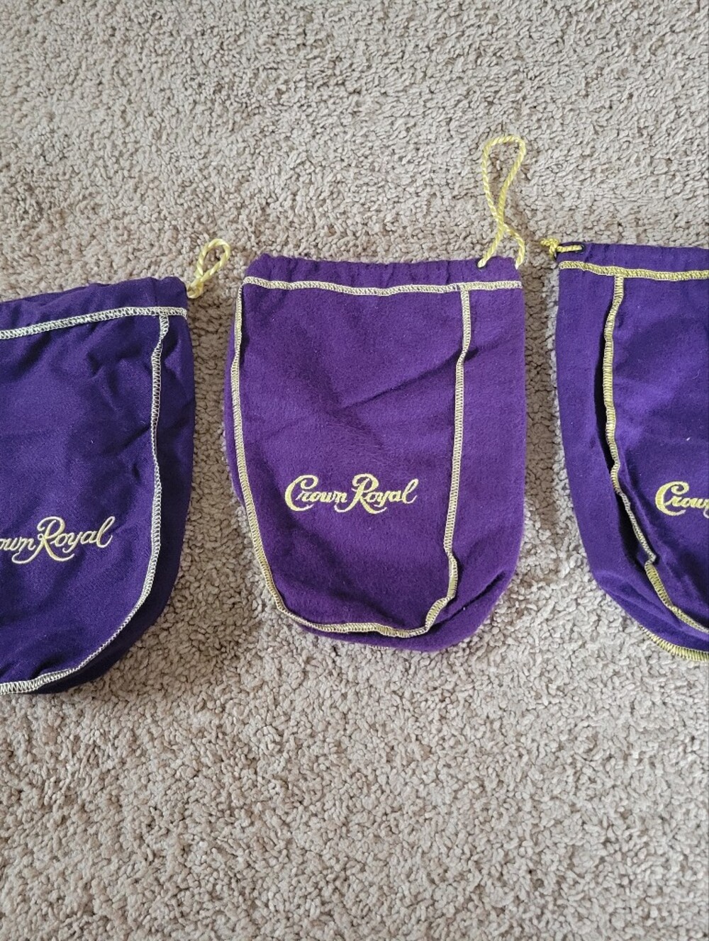 Lot of Three Small Crown Royal Purple Bottle Bags